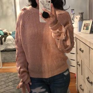 NWT Blush Sweater with Lace Sleeve Detail